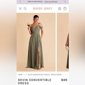 Chiffon Moss Green Devin Convertible Bridesmaid Dress from Birdy Grey
